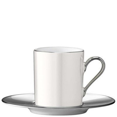 LSA Palazzo 100ml Porzellan Kaffeetasse und Untertasse Pearl Platinum