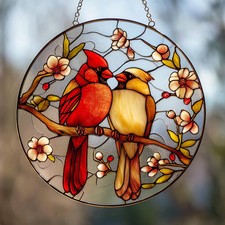 Cardinal Bird Suncatcher Glass Window Decor St