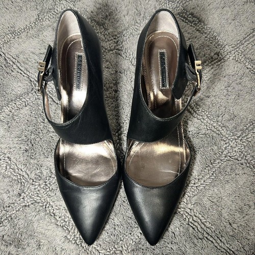 BCBG eneration Black Mary Jane Heel Pump Strap 11M Buckle Cocktail Pointed Toe