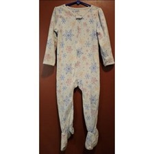 CARTER'S White Snowflake Print One Piece Blanket Sleeper Pajamas Girls 4T