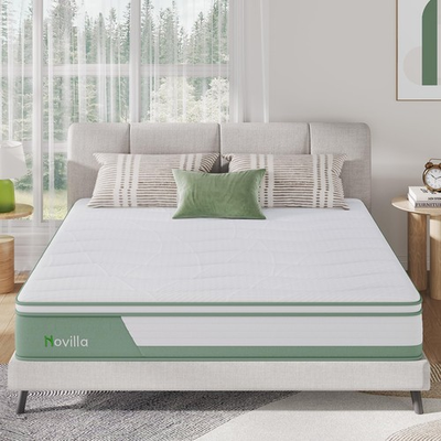 #ad Novilla 12quot; Medium Firm Hybrid Mattress Pressure Relief Memory Foam Green $283.81