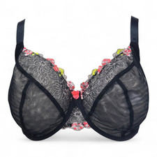 M&S Women?s Black Floral Lace Mesh Wired Balcony  Bra
