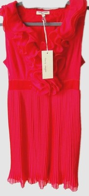 Charms Paris Kleid Damen Gr. M Romantisch Rot Rüschen Plissee Neu mit Etikett Knielang  