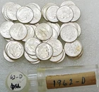 1962-D Roosevelt Silver Dime Gem BU UNPICKED Original Roll of 50 coins #Q250E