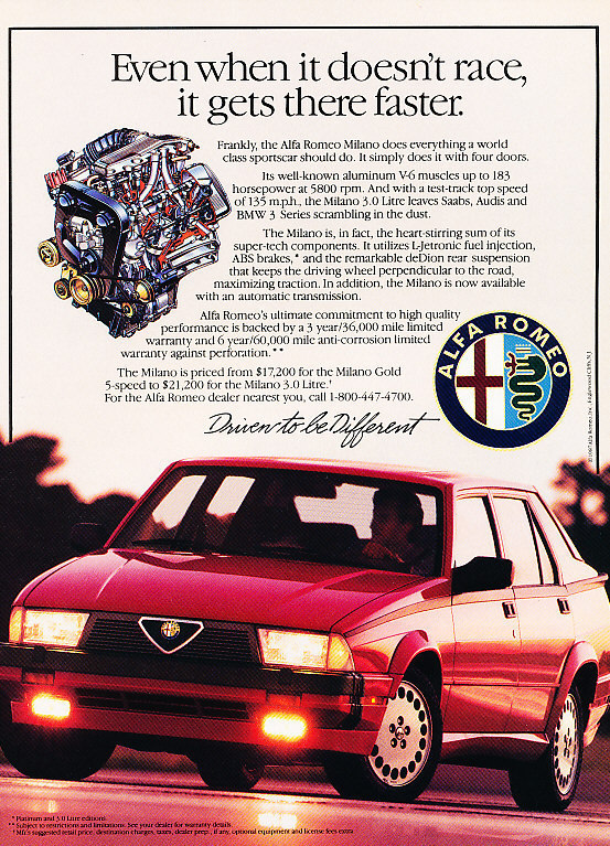 1987 Alfa Romeo Milano - faster - Classic Vintage Advertisement Ad