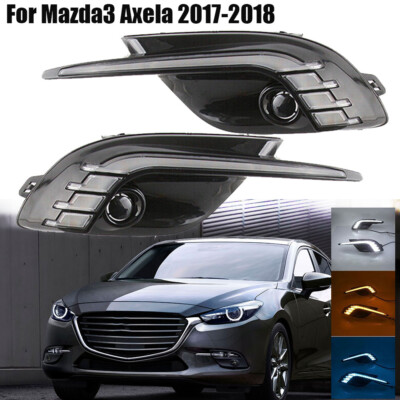For Mazda 3 Axela 2017-2018 LED DRL Daytime Running Light Fog Lamp W/Turn Signal