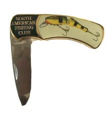 North American Fishing Club Folding Pocket Knife Perch Lure Fish Collectible NEW