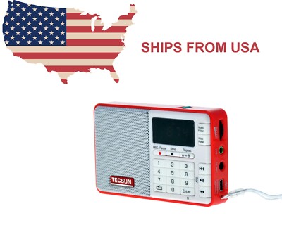 Tecsun Q3 (RED) FM Radio MP3 player and Recorder *BL-5B battery included*