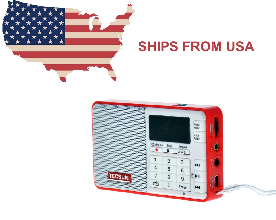 Tecsun Q3 (ROT) UKW Radio MP3 Player und Recorder *BL-5B Akku inklusive*