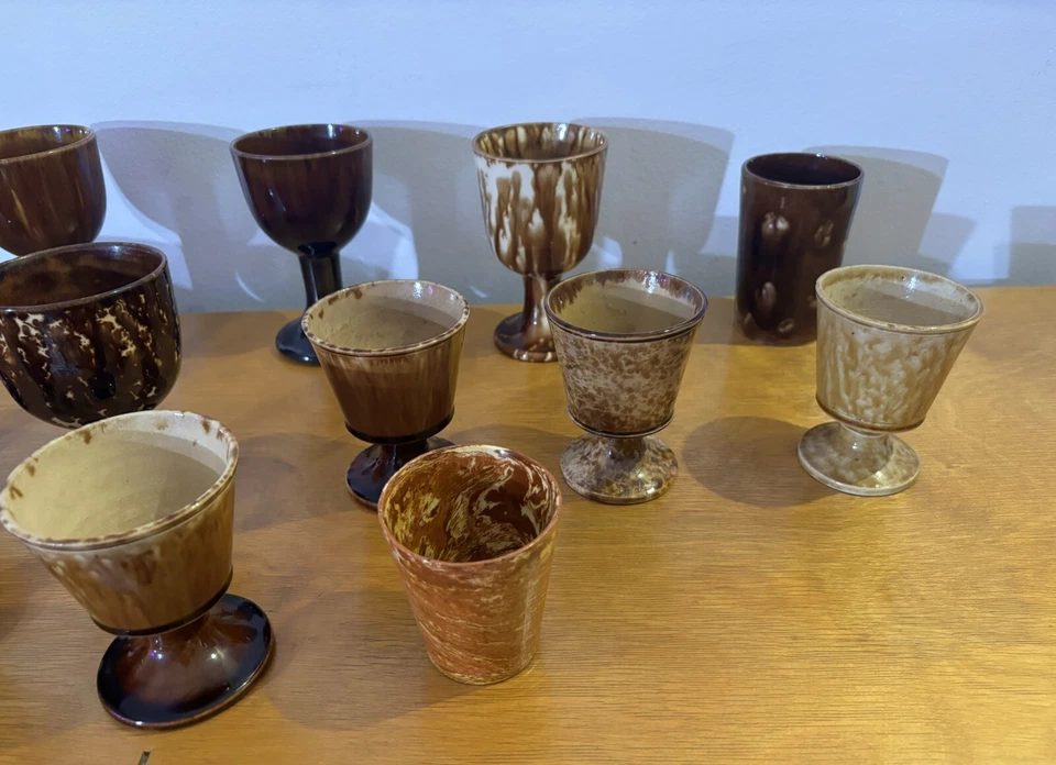 Lote 14 copas y tazas antiguas de cerámica esmaltadas Bennington Rockingham Foto 3 de 4