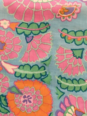 KAFFE Fassett GP96 HENNA Duck Egg (blue) Fabric FQ Very RARE Blue, Pink, Orange