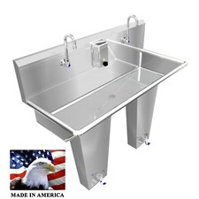 HAND SINK 2 STATION 40" SINGLE PEDAL VALVE HANDS FREE STAINLESS STL. MADE IN USA