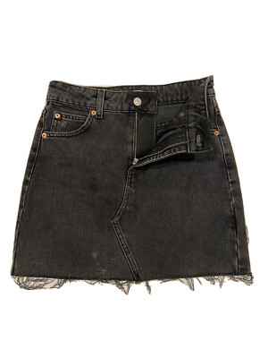 Topshop Denim Jean Skirt Black Womens Size 25 Good Condition