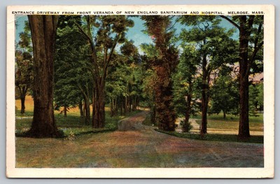 New England Sanitarium & Hospital Entrance. Melrose, Massachusetts Postcard