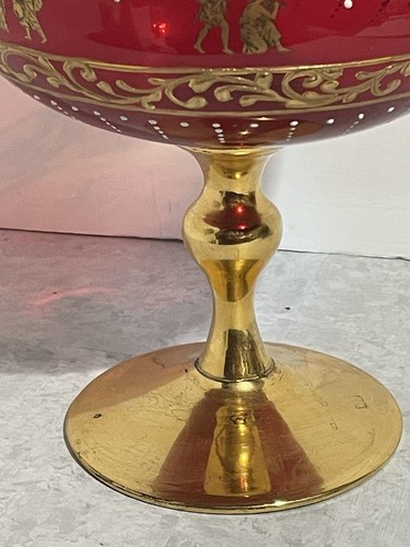 Ardult italian glass Ruby red compote bowl- gold roman figures - Picture 4 of 8