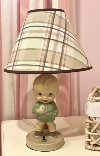 Vintage KEWPIE DOLL Nursery Child Lamp with Shade Baby Adorable 1940s 1950s - 第 1/12 張圖片