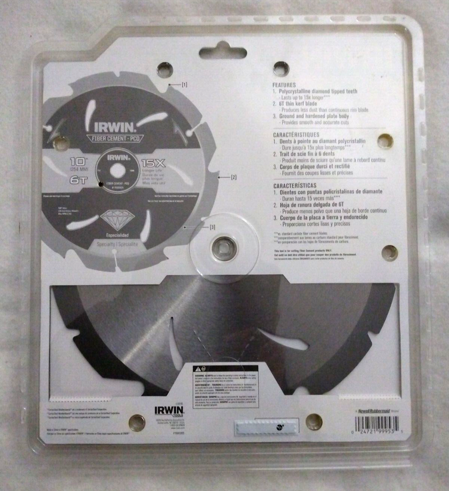 IRWIN 10 Inch Circular Saw Blade Fiber Cement PCD 6 Tooth 4935624 irwin-10-inch-circular-saw-blade-fiber-cement-pcd-6-tooth-4935624