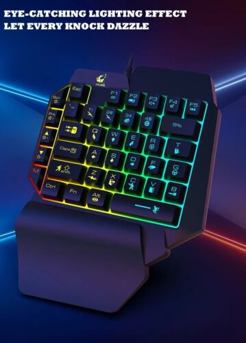 ZIYOULANG One Handed Gaming Keyboard Left Hand Mechanical Backlit RGB Portable - Picture 6 of 12