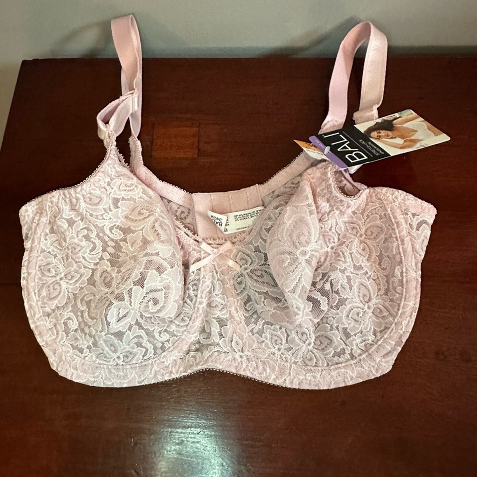 Bali Bra Womens 34DD Pink Floral Stretch Lace Underwire 3432 NWT eBay