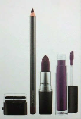 MAC~PLUM LIP~Gift Set x4-RARE Lip Liner Lipstick Lip Gloss Sharpener GLOBAL SHIP