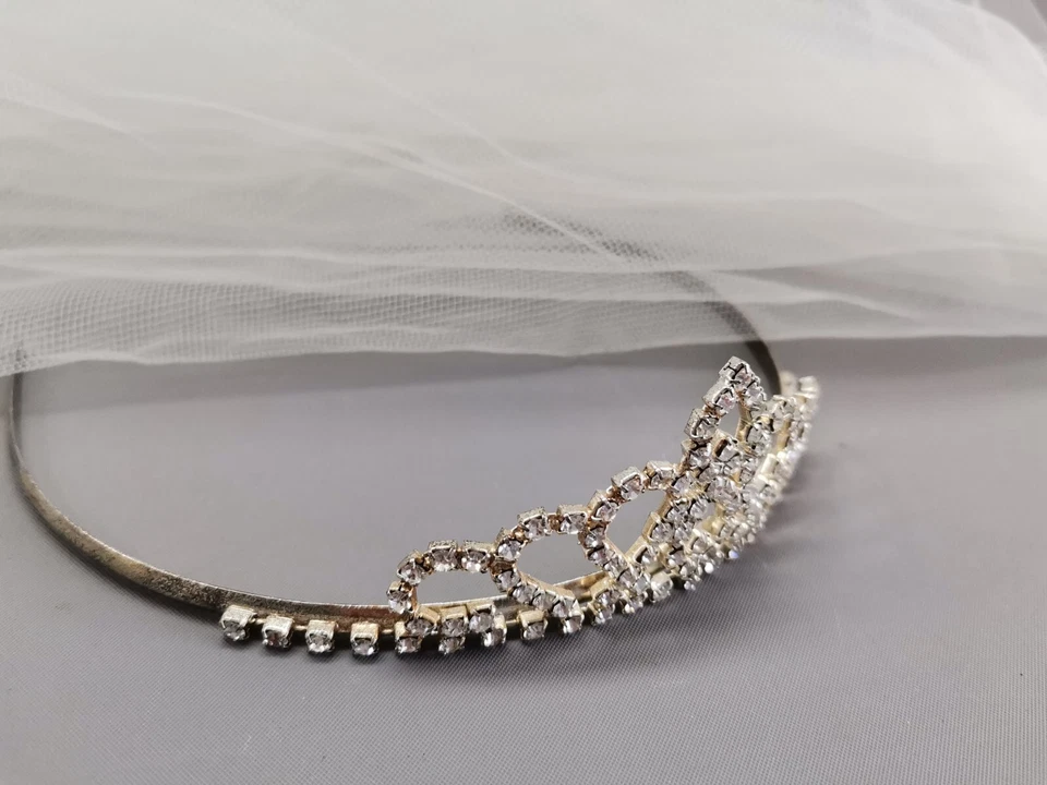 Brautschmuck Schleier Diadem Hochzeit Braut Schmuck Perlen Tasche Satin weiß - Bild 4 von 4