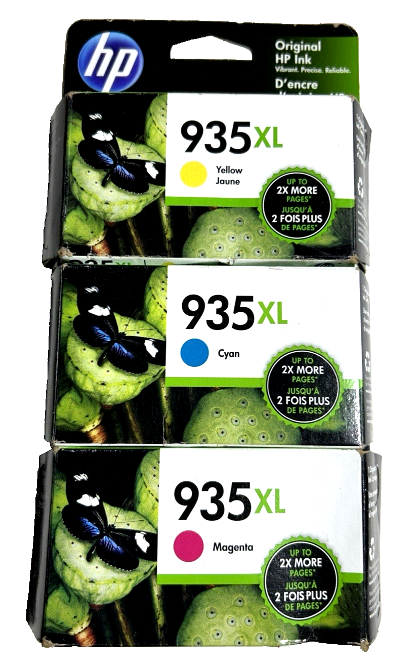 HP 935XL Tri-Color Ink Cartridges - Magenta, Cyan, Yellow - New Sealed Exp 2023-image