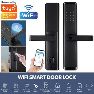 Electronic Smart Door Lock APP Fingerprint Card Password Key Home Security