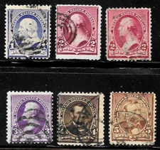 US 19th Century Used, Scott #219-223 Fine centering, a couple faults, short set