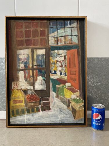 🔥 Vintage Modern Social Realism Urban Cityscape Oil Painting DIMONDSTEIN 1950s - Picture 3 of 24