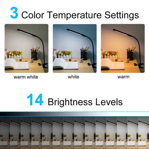 Flexible LED USB Clip On Desk Lamp Dimmable Memory Bed Reading Table Study Light - Picture 7 of 12