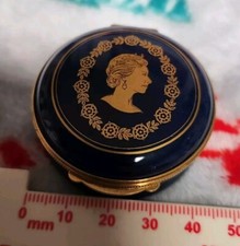 Sewills Enamel Pill Box Trinket Queen Elizabeth II Golden Jubilee Ltd ed. 5cm