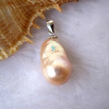 9-10mm Peach Pink Kasumi Freshwater Pearl Pendant P1S S