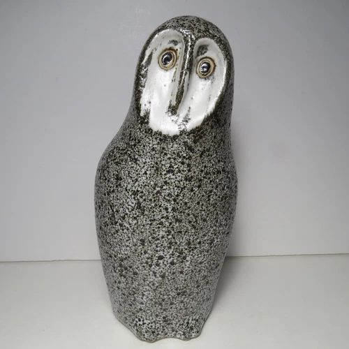 Vintage Pigeon Forge Pottery Dark Brown Owl Figurine 8 3/4" Tall