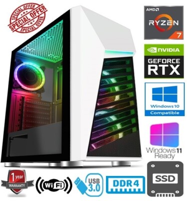 RYZEN 7 GAMING PC - AMD RYZEN 7 5700X 32GB RAM 1 TB SSD NVIDIA GEFORCE RTX3070 8G