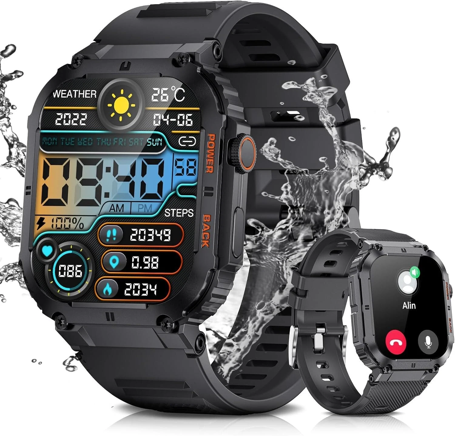 Smartwatch Men's Phone Function Wristwatch Sport Watch for iPhone Samsung Huawei
