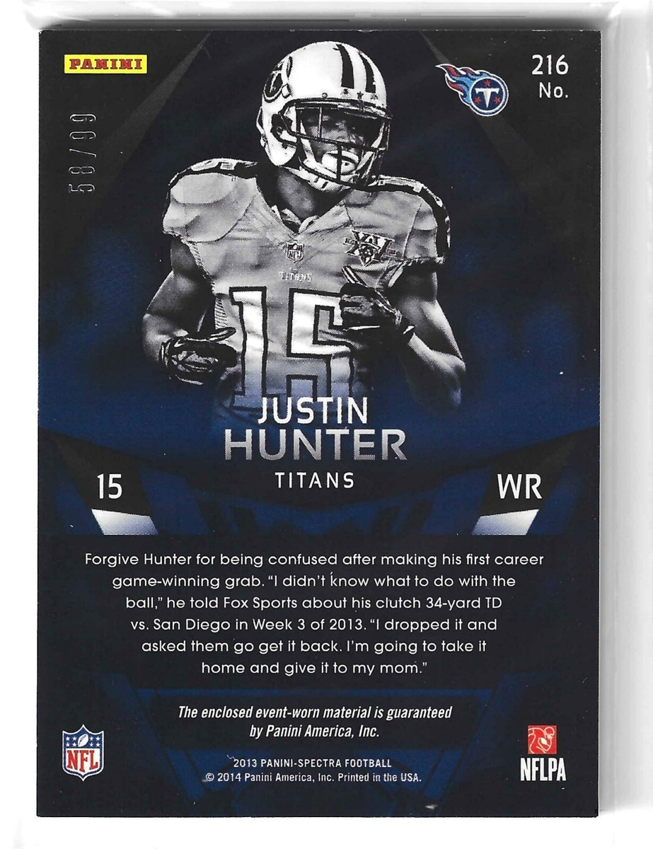 JUSTIN HUNTER 2013 PANINI SPECTRA ROOKIE PAINTED PATCH /99 RC TENNESSEE  TITANS