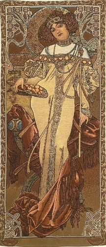 ALPHONSE MUCHA "AUTOMNE" "HERBST" 45 CM x 100 CM FRANZÖSISCHER GOBELIN WANDBEHANG - Bild 1 von 6