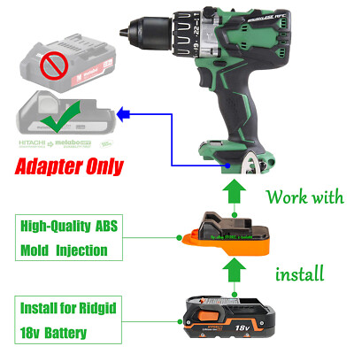 1 for Metabo 18V HPT Series Cordless Tool Adapter :for Ridgid 18V Li-Ion Battery