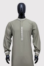 Elegant Thobe - Collar, Button, Embroidery, 3 Colours, Jumma, Eid, Special Event