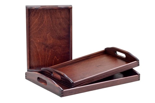 Wooden Breakfast Serving Tray - Perfect Christmas Gift - 3 Sizes For Snack Food - Picture 3 of 45