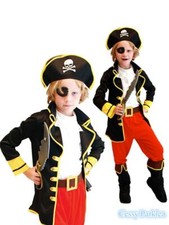HA41 Boys Jack Sparrow Caribbean Pirate Halloween Fancy Outfit Book Week Costume
