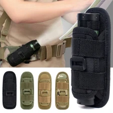 Tactical Flashlight Holder Case Pouch Molle Rotate Clip Light Holster Nylon Bag