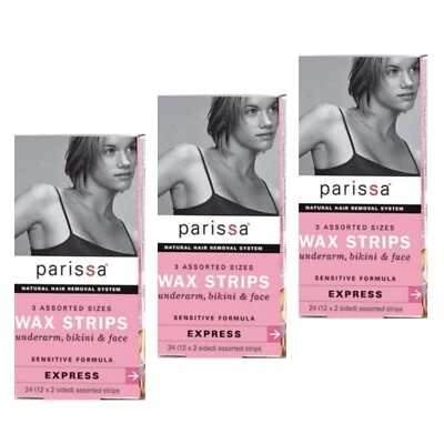 3 x Parissa Natural Wax Strips (Pre-lined) in Assorted Sizes for Face 3 PACK