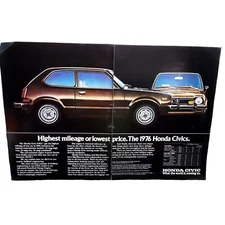 1976 Honda Civic and CVCC Car Original Print Ad vintage 70s