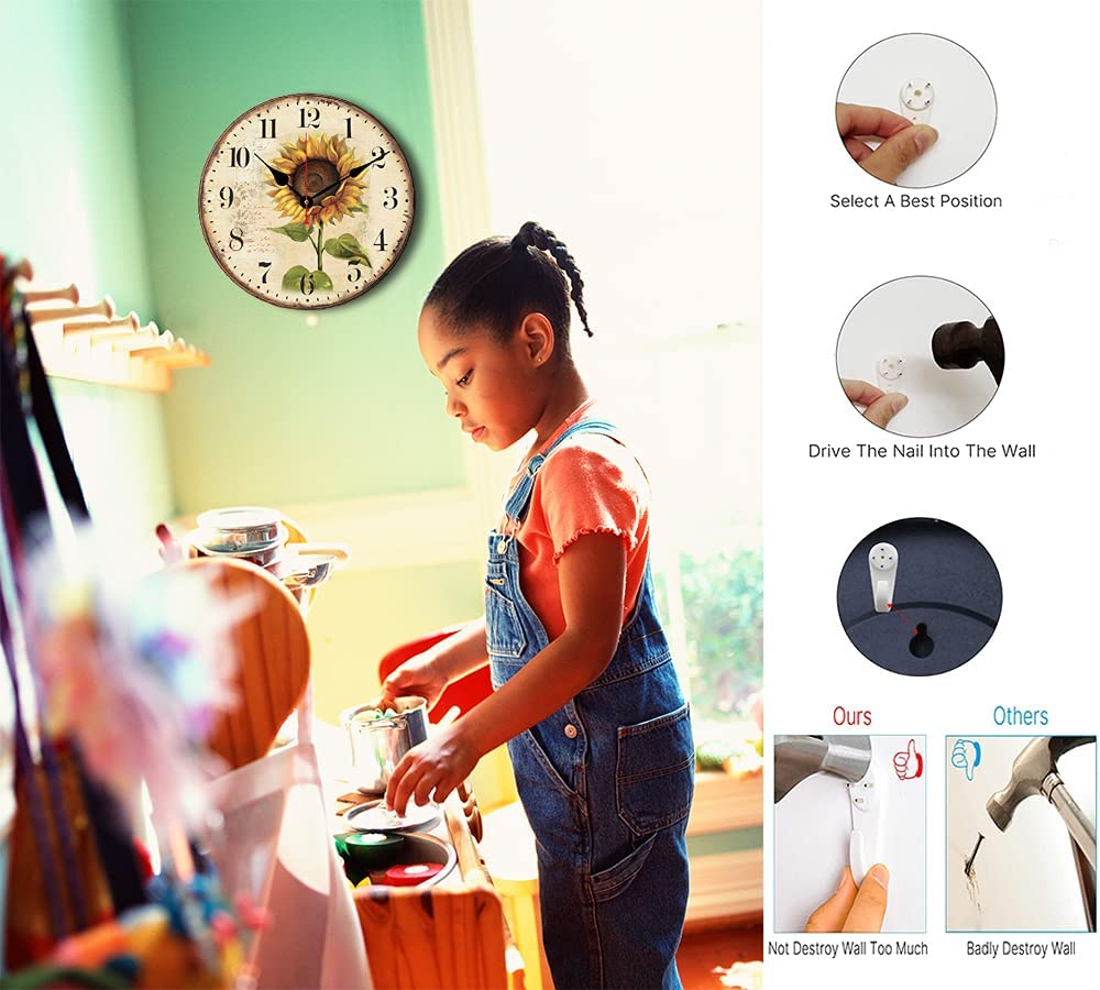 Cawtiuly 10 Inch Rustic Country Style Wall Clock Decorative Vintage