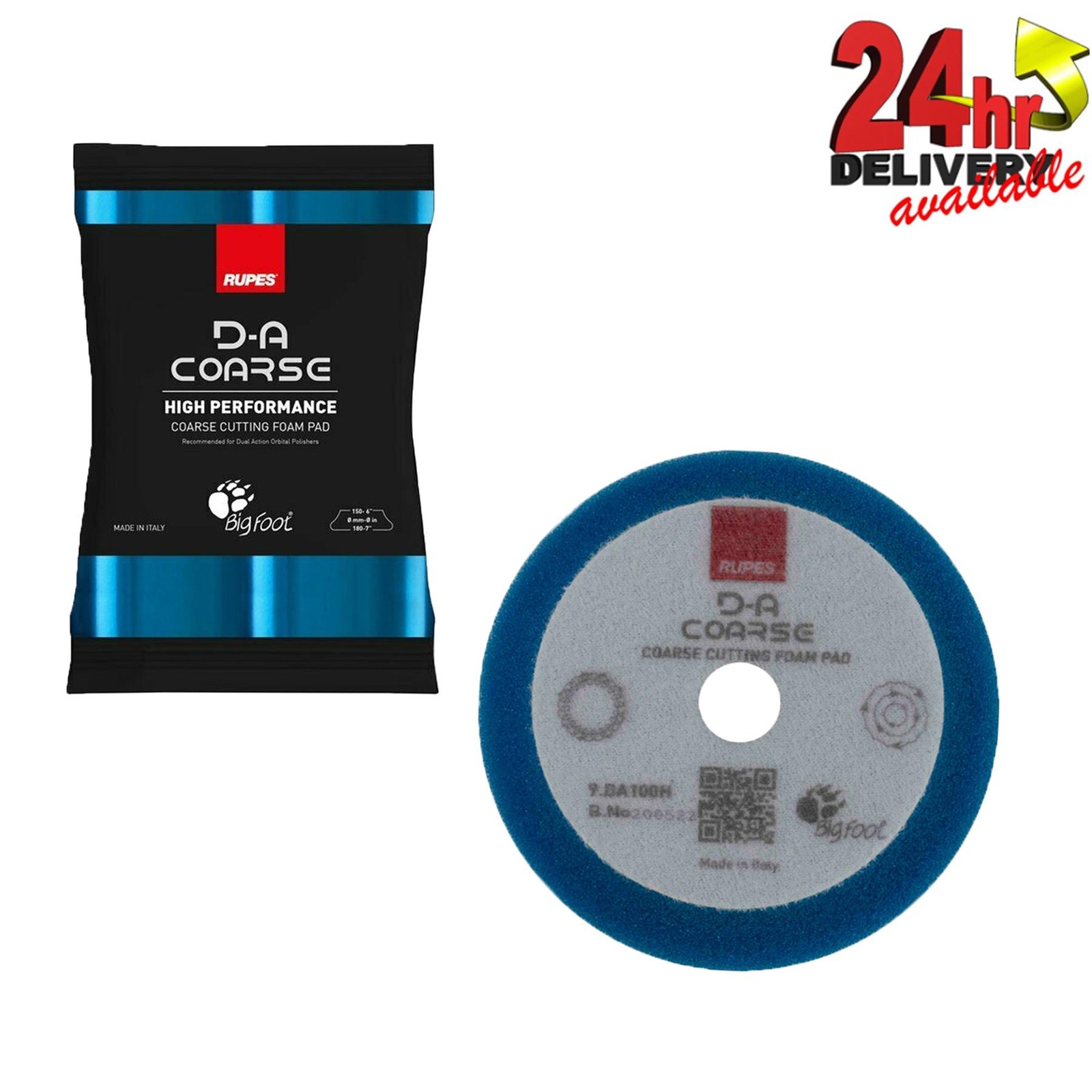 Rupes Bigfoot D-A Coarse High Performance Coarse Foam Compound Pad Blue 100mm