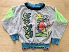 Vintage 90s Sno Bob Neon Snow Boarding Outdoors Colorblock Pattern Shirt Kids 5