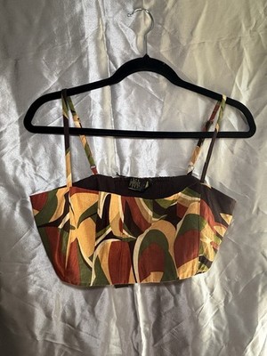 House Of Harlow 1960 Linen Blend Cropped Cami Tank Top Size Small