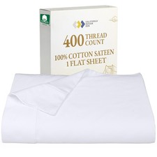 California Design Den Cal King Size Flat Sheet, King, 01 - White
