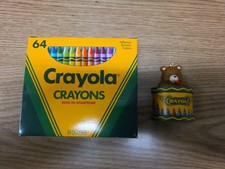 Vintage 1990 Crayola Crayons 64 Count Box With Sharpener Nos With Tin Box